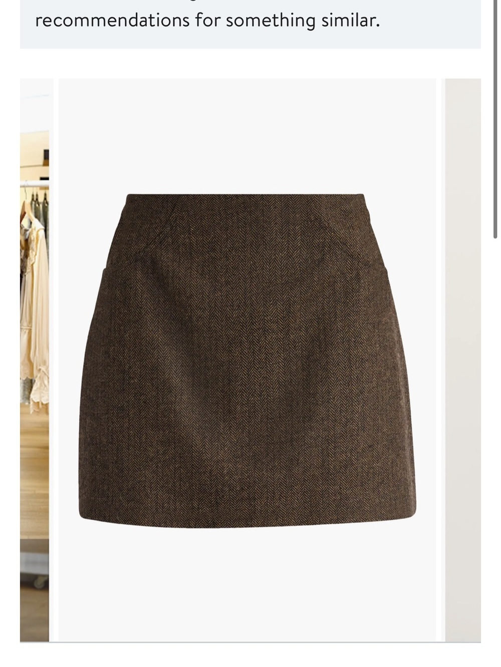 Reformation Brown Herringbone Mini Skirt